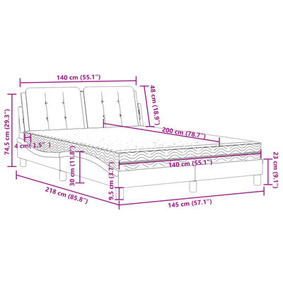 vidaXL Postelja z vzmetnico rjava 140x200 cm umetno usnje