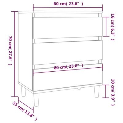 vidaXL Komoda črna 60x35x70 cm inženirski les