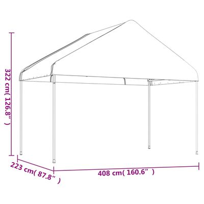 vidaXL Paviljon s streho bel 13,38x4,08x3,22 m polietilen