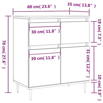 vidaXL Komoda siva sonoma 60x35x70 cm inženirski les