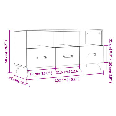 vidaXL TV omarica visok sijaj bela 102x36x50 cm inženirski les