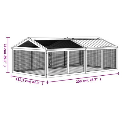 vidaXL Ograda za male živali rjava 200x112,5x74 cm trdna borovina