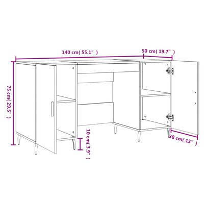 vidaXL Pisalna miza bela 140x50x75 cm inženirski les