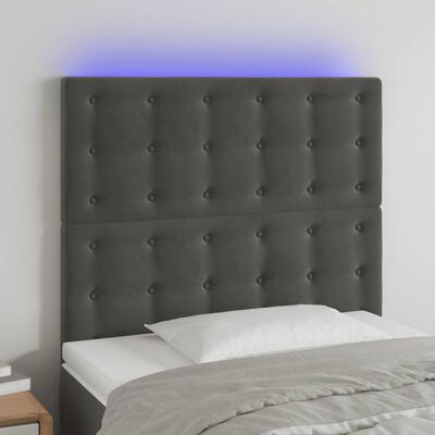 vidaXL LED posteljno vzglavje temno sivo 100x5x118/128 cm žamet