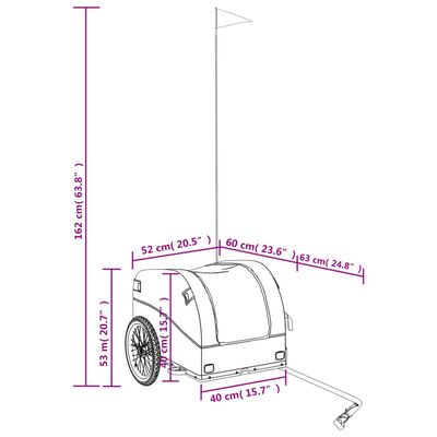 vidaXL Kolesarska prikolica črna in modra 30 kg železo