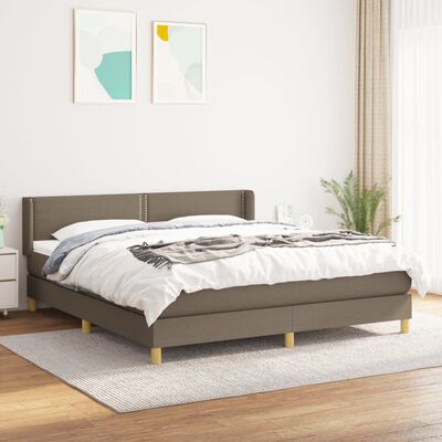 vidaXL Box spring postelja z vzmetnico taupe 160x200 cm blago