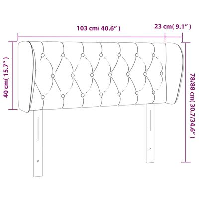 vidaXL Vzglavje z ušesi temno sivo 103x23x78/88 cm blago