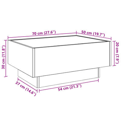 vidaXL Klubska mizica LED sonoma hrast 70x50x30 cm inženirski les