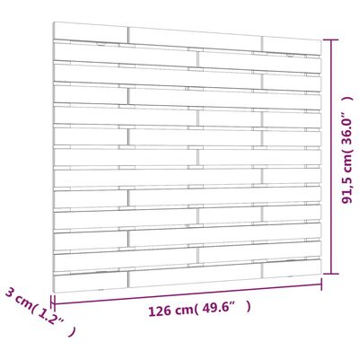 vidaXL Stensko posteljno vzglavje 126x3x91,5 cm trdna borovina