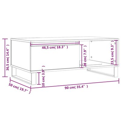 vidaXL Klubska mizica rjav hrast 90x50x36,5 cm inženirski les