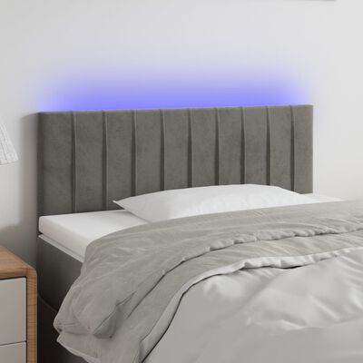 vidaXL LED posteljno vzglavje svetlo sivo 100x5x78/88 cm žamet