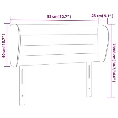 vidaXL Vzglavje z ušesi temno sivo 83x23x78/88 cm blago