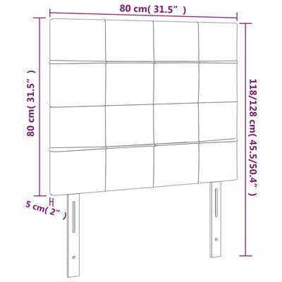 vidaXL LED posteljno vzglavje svetlo sivo 80x5x118/128 cm blago