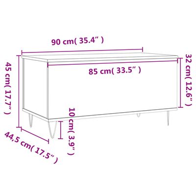 vidaXL Klubska mizica črna 90x44,5x45 cm inženirski les