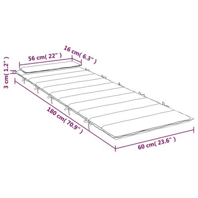 vidaXL Blazina za ležalnik rdeča 180x60x3 cm oxford tkanina