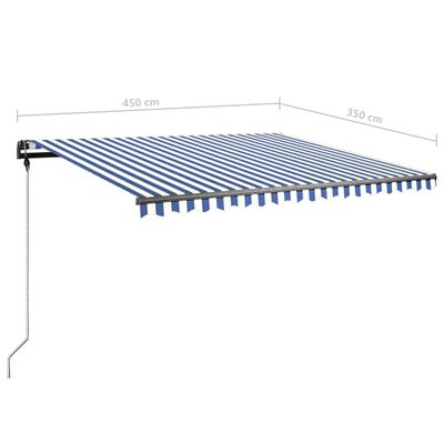 vidaXL Ročno zložljiva tenda z LED lučkami 450x350 cm modra in bela