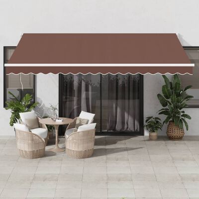 vidaXL Ročno zložljiva tenda rjava 450x300 cm