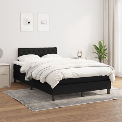 vidaXL Box spring postelja z vzmetnico črna 120x190 cm blago