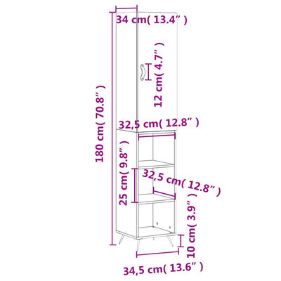 vidaXL Visoka omara siva sonoma 34,5x34x180 cm inženirski les