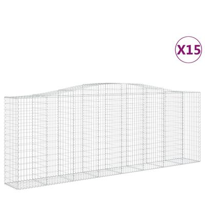 vidaXL Obokane gabion košare 15kosov 400x50x140/160cm pocinkano železo