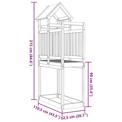 vidaXL Igralni stolp 110,5x52,5x215 cm trden les douglas