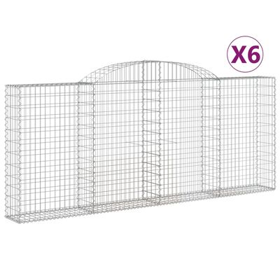 vidaXL Obokane gabion košare 6 kosa 300x30x120/140 cm pocinkano železo