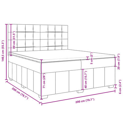 vidaXL Box spring postelja z vzmetnico temno siva 200x200 cm blago