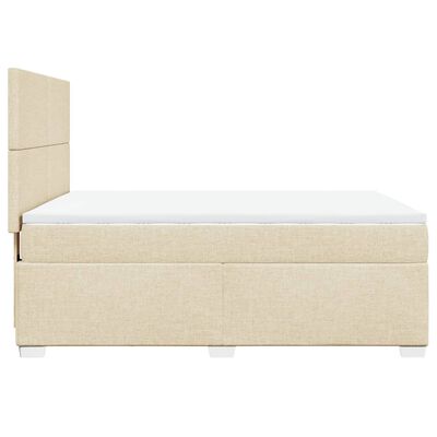 vidaXL Box spring postelja z vzmetnico krem 160x200 cm blago