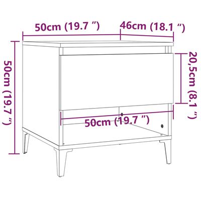 vidaXL Stranska mizica 2 kosa bela 50x46x50 cm inženirski les