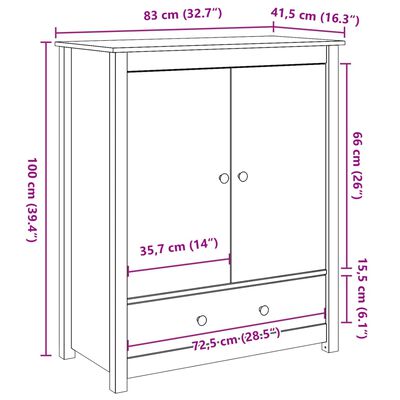 vidaXL Visoka omarica črna 83x41,5x100 cm trdna borovina