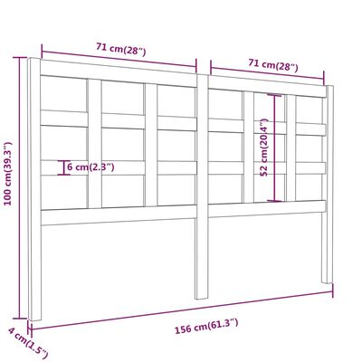 vidaXL Posteljno vzglavje 156x4x100 cm trdna borovina