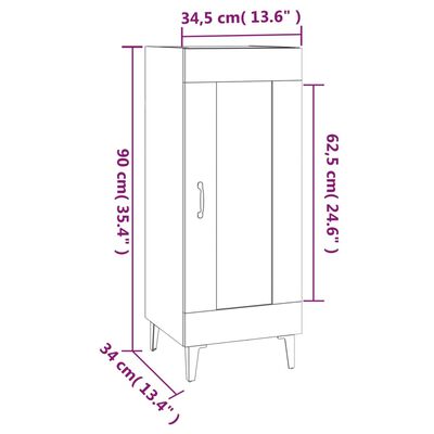 vidaXL Komoda črna 34,5x34x90 cm inženirski les