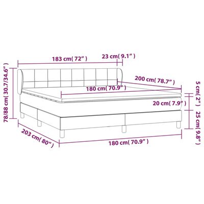 vidaXL Box spring postelja z vzmetnico temno rjava 180x200 cm blago