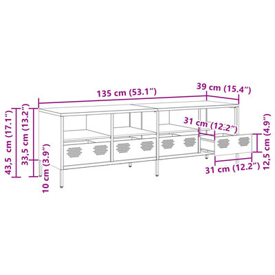 vidaXL TV omarica črna 135x39x43,5 cm hladno valjano jeklo