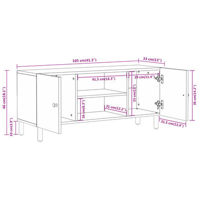 vidaXL TV omarica 105x33x46 cm trden mangov les