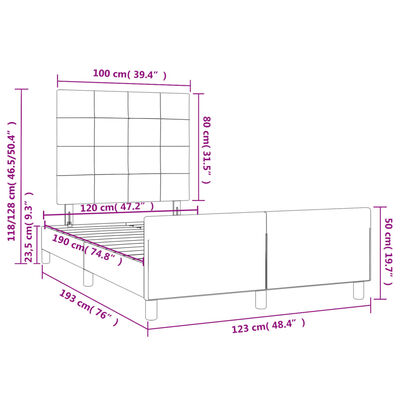 vidaXL Posteljni okvir z vzglavjem črn 120x190 cm žamet