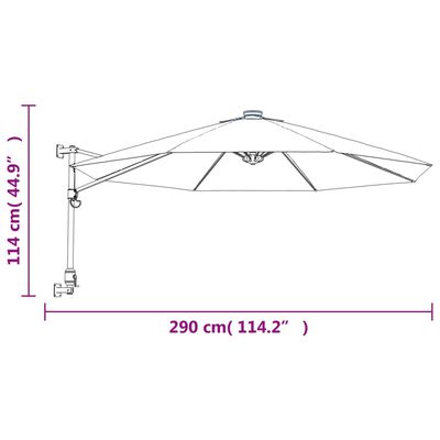 vidaXL Stenski senčnik z LED diodami jabolčno zelen 290 cm