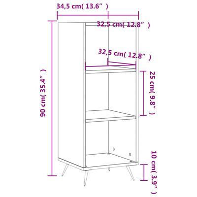 vidaXL Omarica s policami črna 34,5x32,5x90 cm inženirski les