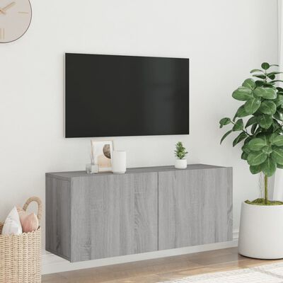 vidaXL Stenska TV omarica siva sonoma 100x30x41 cm