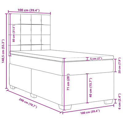 vidaXL Box spring postelja z vzmetnico taupe 100x200 cm blago