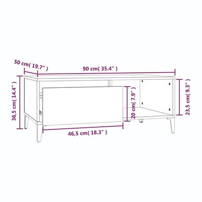 vidaXL Klubska mizica črna 90x50x36,5 cm inženirski les