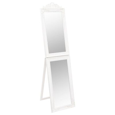 vidaXL Prostostoječe ogledalo belo 45x180 cm