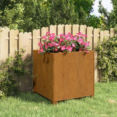 vidaXL Cvetlično korito z nogami zarjavelo 49x47x50 cm corten jeklo