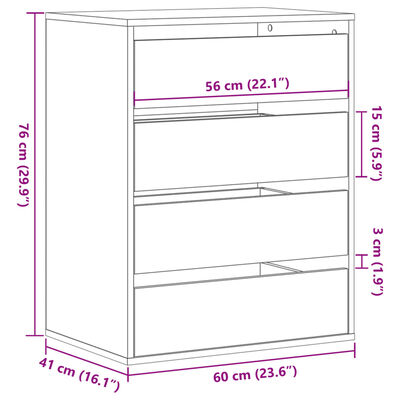 vidaXL Kotni predalnik siva sonoma 60x41x76 cm inženirski les