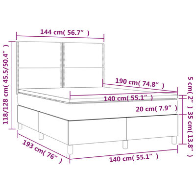 vidaXL Box spring postelja z vzmetnico črn 140x190 cm umetno usnje