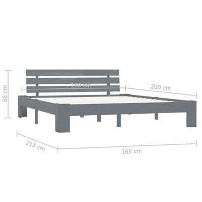 vidaXL Posteljni okvir z vzglavjem siv 160x200 cm trdna borovina