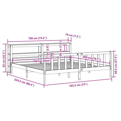 vidaXL Posteljni okvir brez vzmetnice bel 180x200 cm trdna borovina