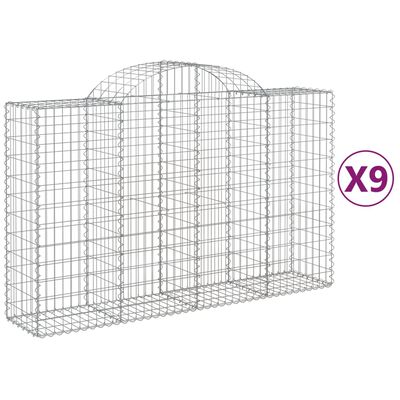 vidaXL Obokane gabion košare 9 kosov 200x50x120/140cm pocinkano železo