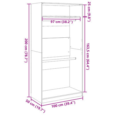 vidaXL Garderobna omara betonsko siva 100x50x200 cm iverna plošča