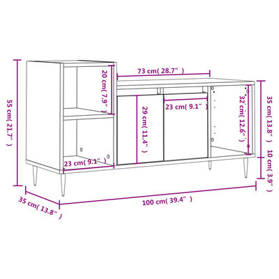 vidaXL TV omarica sonoma hrast 100x35x55 cm inženirski les